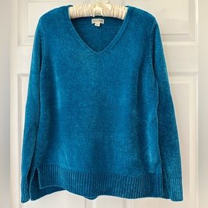 Maison Jules teal blue chenille sweater, L